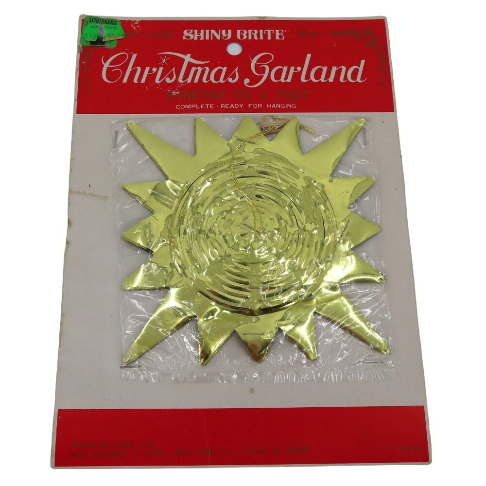 VTG Shiny Brite Christmas Garland Gold Foil 9 Feet Made in Japan Retro NEW Xmas